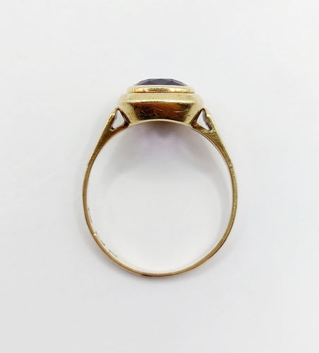 Bague 60 Bague cocktail vintage or jaune améthyste de 2,30 carats sertis clos (circa 1970) 58 Facettes A05476