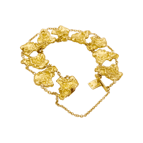 Bracelet Bracelet vintage maillons style pépite, or jaune. 58 Facettes 34801