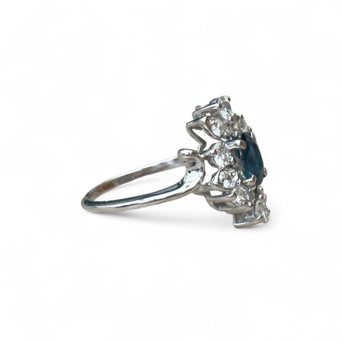 Sapphire and diamond flower ring