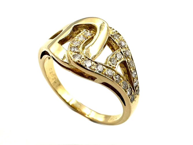 Bague 52 CARTIER. Bague vintage or jaune et diamants 58 Facettes