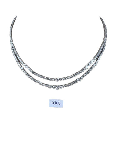 Collier Collier tennis double couche mixte poires et diamants ronds 58 Facettes NECK-446