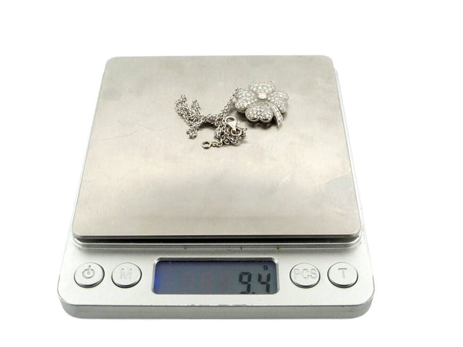 Collier collier pendentif fleur camelia or blanc 18k 119 diamants 1.63ct 9.3gr 58 Facettes 270129