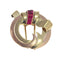 Broche Broche vintage rétro en or bicolore 18 carats sertie de rubis 58 Facettes 22166-0003