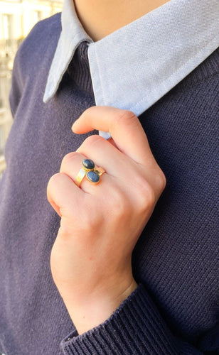 Bague 56 Bague Toi et Moi Or jaune Saphirs Etoilés 58 Facettes