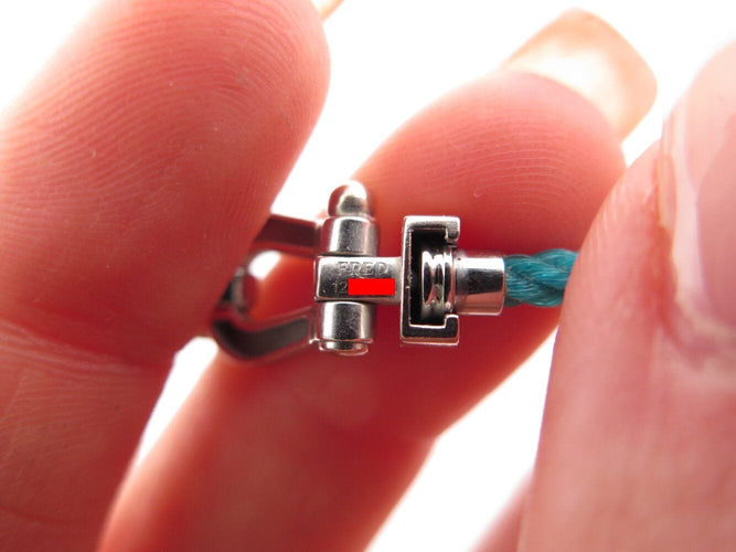 Bracelet bracelet FRED force 10 moyen 0b0077 t15 or blanc 18k 34 diamants 2 cables 58 Facettes 269620