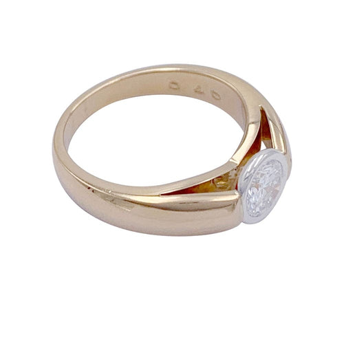 Bague 54 Bague solitaire or jaune, platine. 58 Facettes 32407