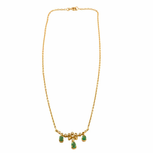 Collier Collier or jaune diamants émeraudes 58 Facettes LP1040