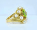 Bague 52 Bague coktail en or jaune 18 carats, péridot 3,98 ct et 9 perles 58 Facettes AB571