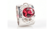 58 Bague Bandeau Or Gris 18k, sertie d'une belle Rubellite 58 Facettes