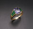 Bague 55 Bague sertie d'une Iolite et émeraude en or jaune 58 Facettes B40-05