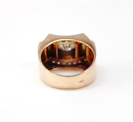 Bague 54 Bague Tank diamants en or rose et platine 58 Facettes Bag.Tank.Dt-1323