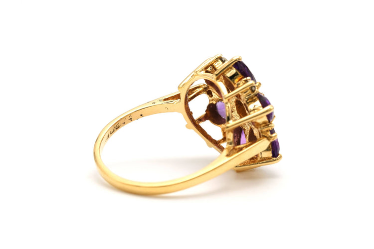 Bague 53 Bague Années 50 or jaune sertie de perles et d'améthystes 58 Facettes 22904