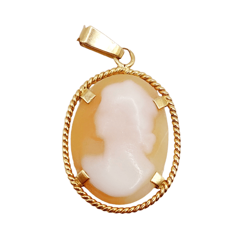 Pendentif Pendentif - Pendentif vintage art déco en or 18k camée coquille 58 Facettes A06601