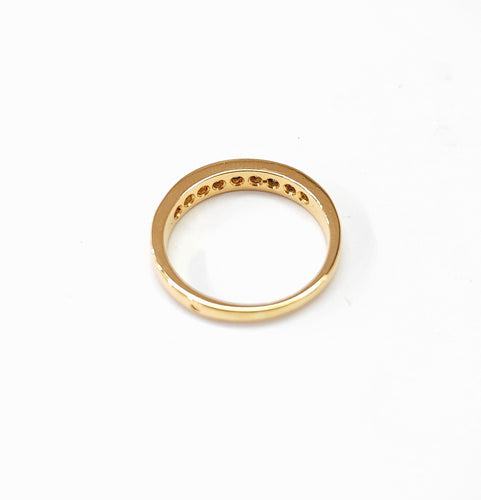 Bague 55 Demi alliance or jaune diamants 58 Facettes Al.Dem.rail.1388