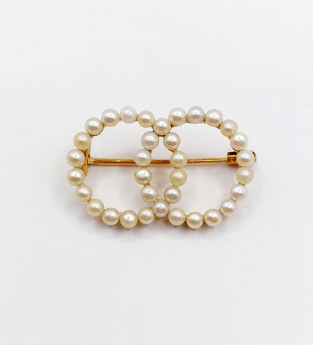 Broche Broche antique or jaune cercles infini et perles 58 Facettes A05616