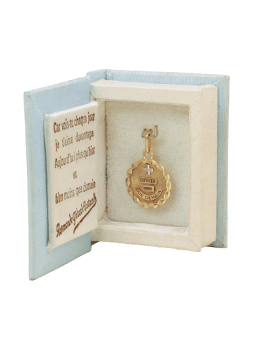 Pendentif Medaille Amour Augis Plus hier Moins Demain, Ecrin d'origine, New Old Stock 58 Facettes 1194.2