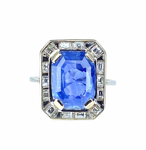 Bague 58 Exceptionnelle bague or blanc, saphir 9,40 carats Ceylan non chauffé 58 Facettes AB503