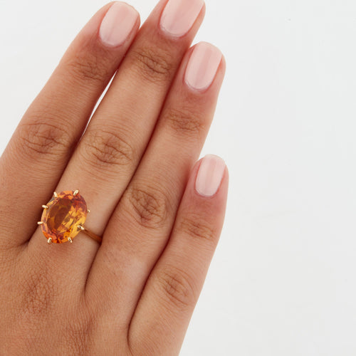 Bague 56 Bague Or Jaune - Quartz Fumé Citrine 58 Facettes RÉF 2019/15