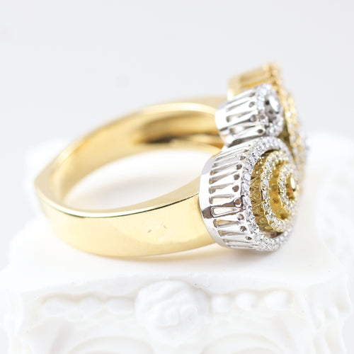 Sortija en oro amarillo con vistas de oro blanco y diamantes naturales 58 Facettes