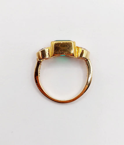 Bague 49 Bague jarretière vintage émeraude de Colombie 1,80 ct et diamants en or 18k 58 Facettes A06440