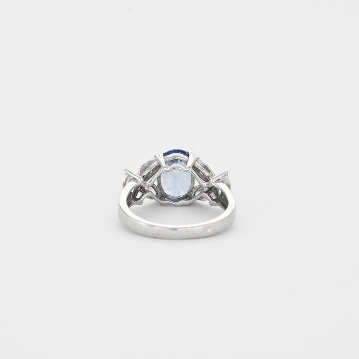 Bague Bague or blanc saphir bleu diamants 58 Facettes