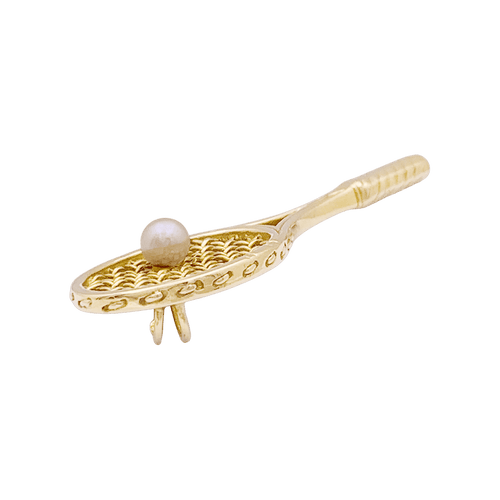 Pendentif Pendentif « Raquette », or jaune, perle. 58 Facettes 34804