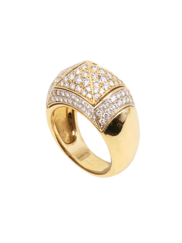 Bague 54 OJ PERRIN Bague pyramide or jaune diamants 58 Facettes 1211.4