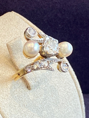 Bague 50 Bague Belle Époque "Toi & Moi" en or et platine 58 Facettes