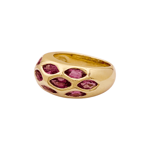 Bague 51 Bague jonc bombé, or jaune, tourmalines roses. 58 Facettes 34650