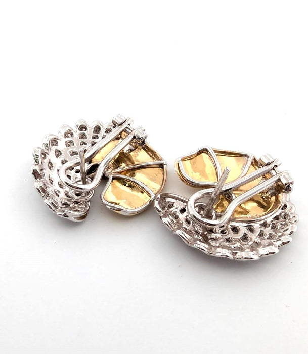 Boucles d'oreilles Boucles d'oreilles en or jaune et blanc avec diamants 58 Facettes