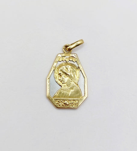 Pendentif Médaille - Médaille religieuse Art déco en or 18k et nacre 58 Facettes A06574