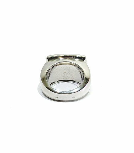 Bague 56 FRED – Bague or blanc et quartz fumé 58 Facettes