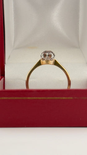 Bague 55.5 Bague ancienne solitaire or et platine diamant brun 58 Facettes