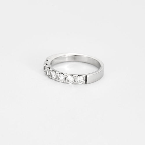 Bague 52 Demi-alliance platine et diamants 58 Facettes GU148