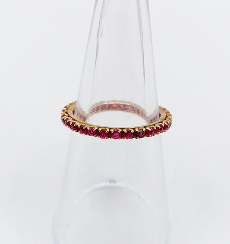 Bague 50.5 Alliance américaine or jaune petits rubis ronds (circa 1950) art deco éternité 58 Facettes A05472