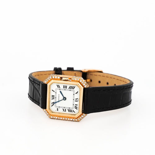 Cartier Ceinture - Ivory roman dial - Rare diamond case - SM 58 Facettes