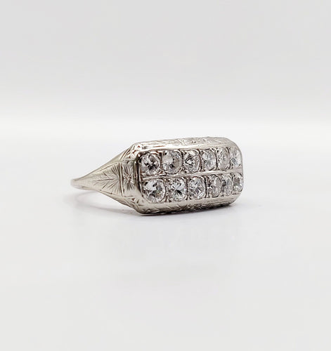 Bague 52 Bague tank art déco or blanc et diamants 58 Facettes A05400