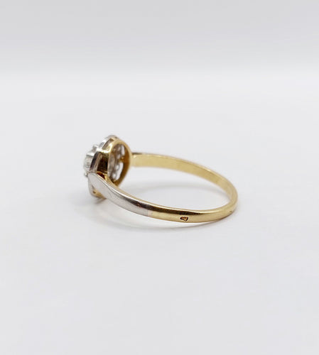 Bague 56.5 Bague cible antique or jaune 18k diamant taille ancienne 0,35 carat (circa 1900) 58 Facettes A06178