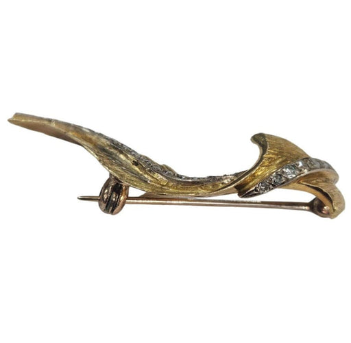 Broche Broche plume Masriera, années 1950, or jaune et blanc, diamants 58 Facettes E26