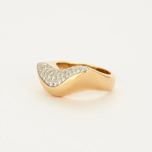 Bague 55 Bague pavée de diamants en or jaune 58 Facettes