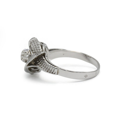 Retro Yüzük - Beyaz Altın & Elmas 