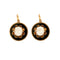 Boucles d'oreilles Paire de dormeuses Napoléon III Or Jaune Email Noir Pierres Blanches 58 Facettes GU97