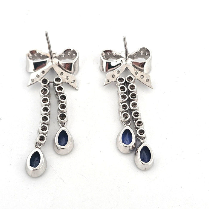 Boucles d'oreilles Boucles d'oreilles en or blanc avec saphirs et diamants 58 Facettes