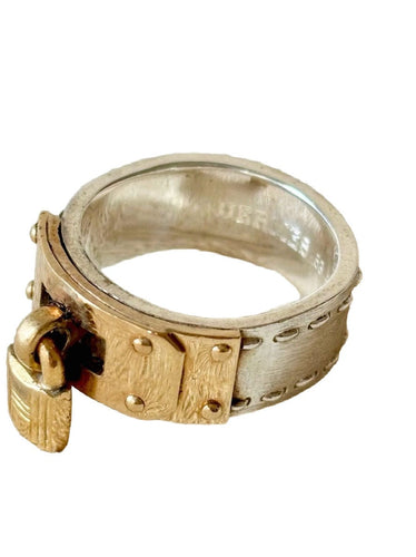 Bague 53 HERMÈS - Bague Kelly Cadenas Argent et Or Jaune 58 Facettes WC-2025-1723