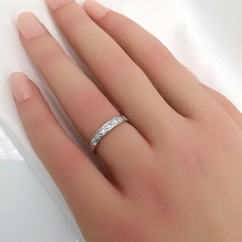 Bague 50 Alliance américaine or blanc et Diamants 58 Facettes