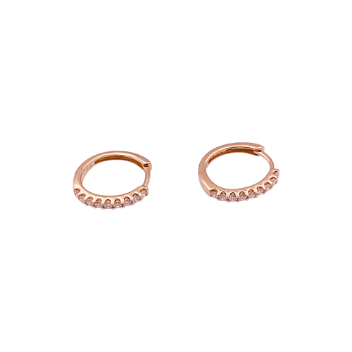 Boucles d'oreilles Paire de petites créoles en or rose, diamants. 58 Facettes 34292