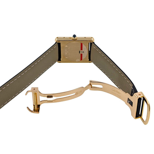 Montre Cartier Tank Louis Cartier Moonphase Calendar Date 819001 Large GM 18k Gold Folding Clasp Papers 58 Facettes