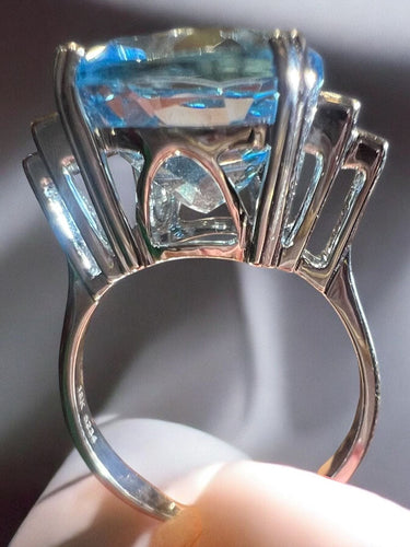 Bague 53 Bague Topaze Bleue 9.08 Ct Diamants 58 Facettes 7815 A