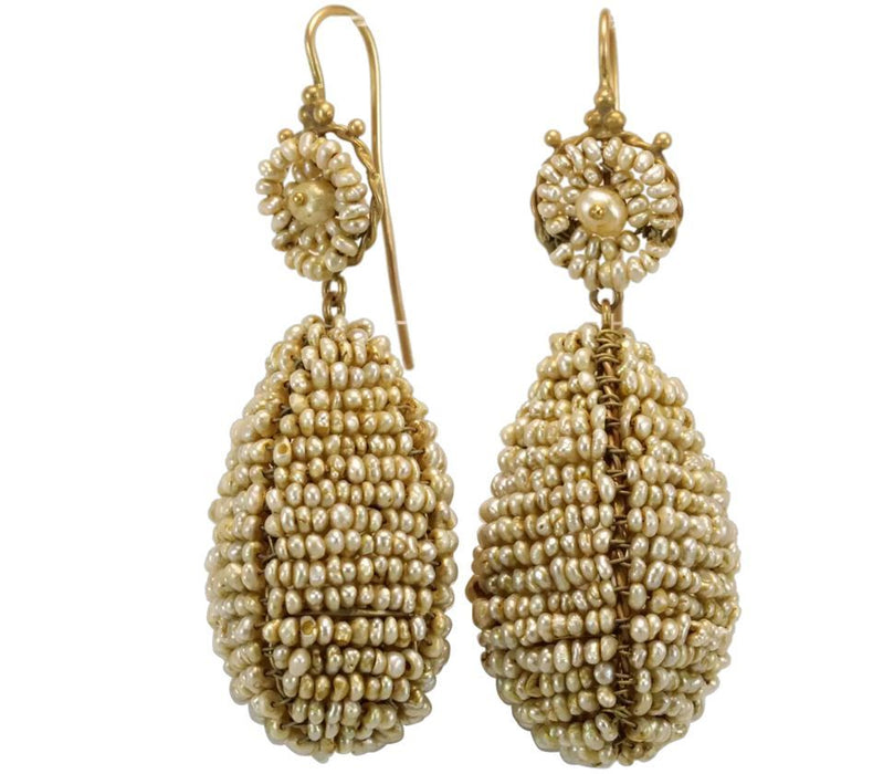 Pendientes de oro con perlas antiguas