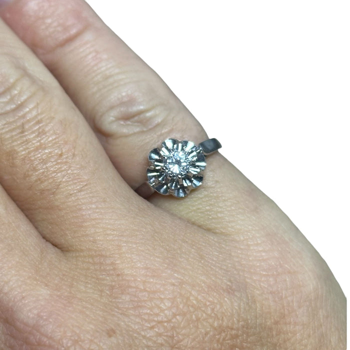 Bague 49 Solitaire diamant, or, platine 58 Facettes 225